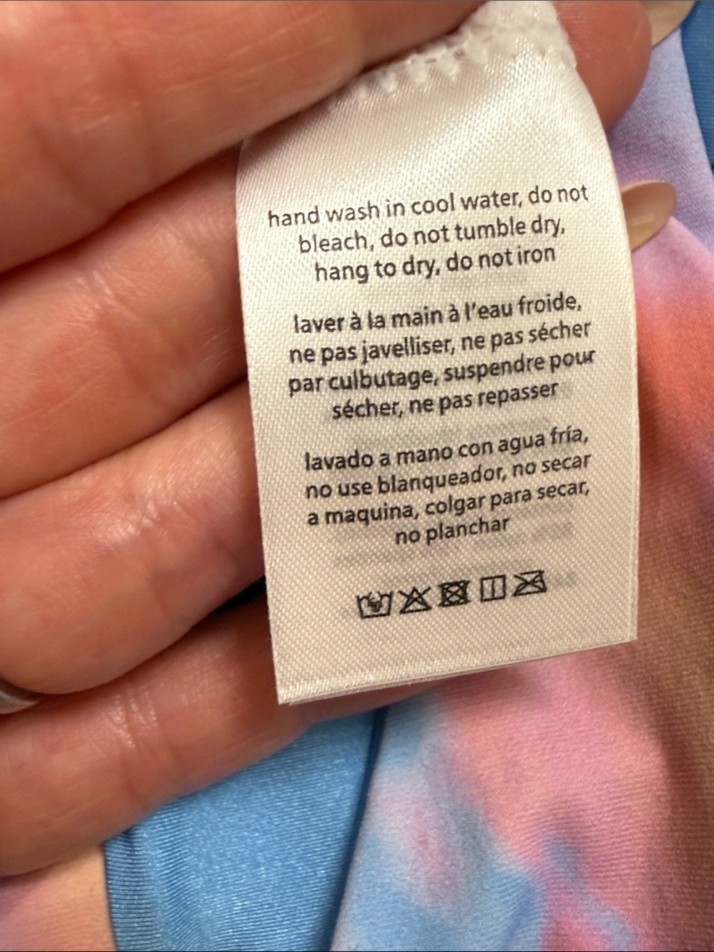 WeWoreWhat Pastel Tie-Dye Bikini Top in Blue, Pink & Peach NWT - Picture 5 of 5